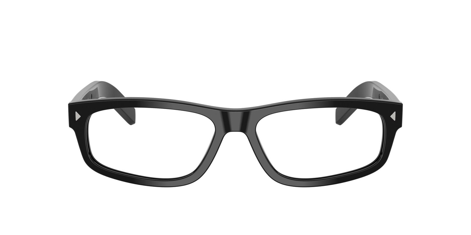 Das Bild zeigt die Prada Brille B02V in Schwarz von vorne.